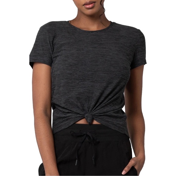 Activewear Cropped t-shirt short sleeves moss jersey fabric size small - Picture 2 of 7